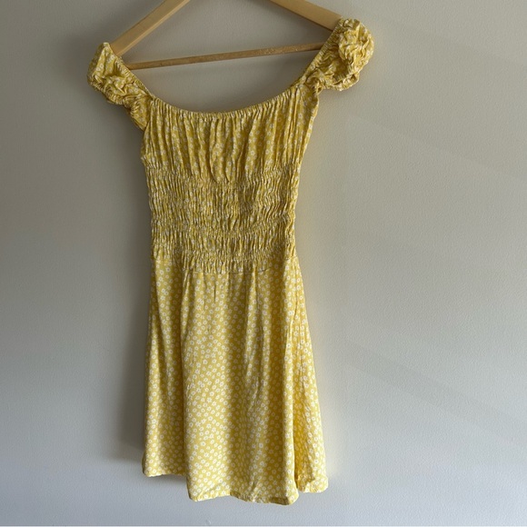 With Jean Marseille Yellow Floral Mini Rushed Dress - Picture 8 of 10